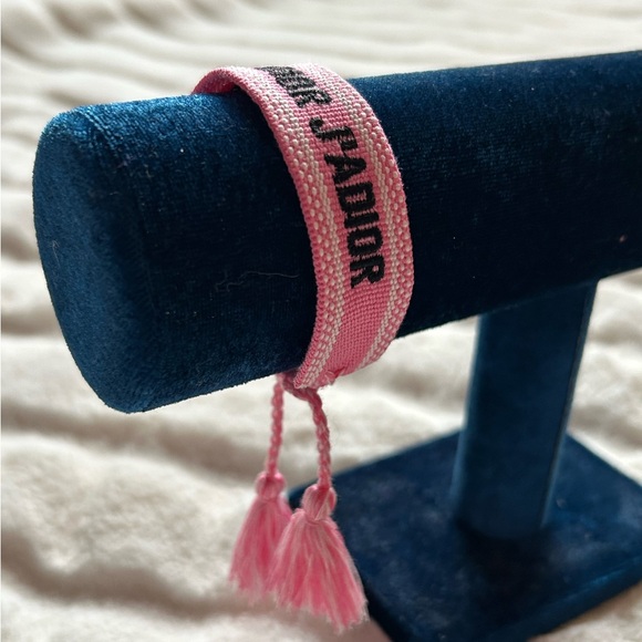Christian Dior Woven Cotton J’Adior Friendship Adjustable Bracelet Pink OS - Picture 7 of 13